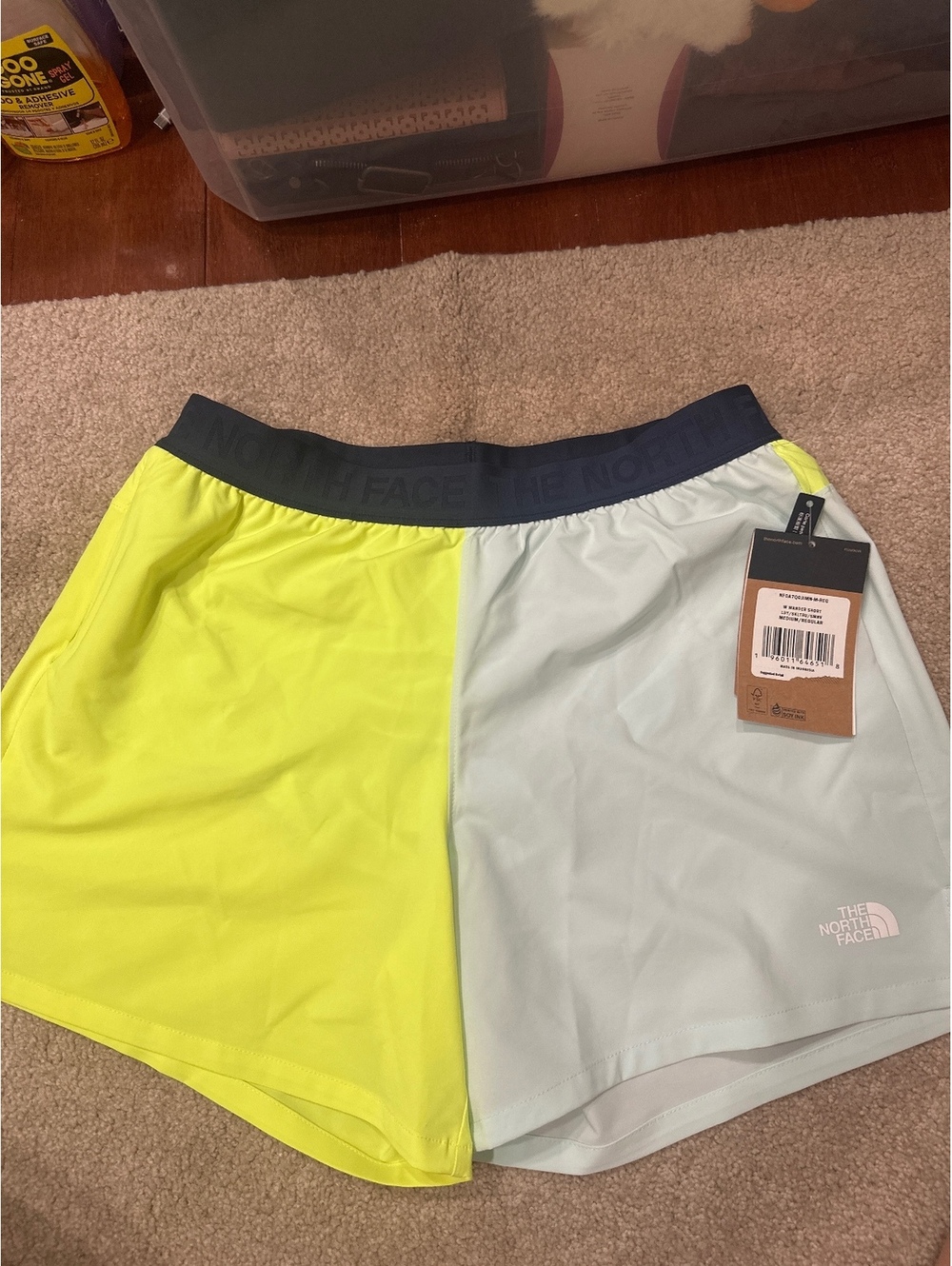 (2)The North Face W Wander Short in Light Blue and Yellow, Size Medium